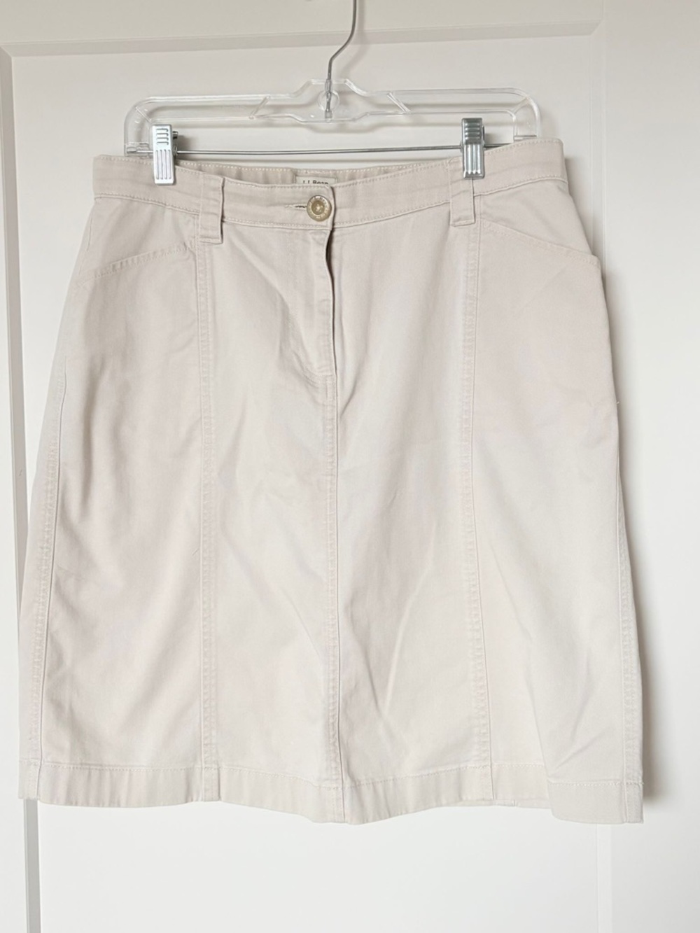 L.L. Bean Cream A-Line Cotton Skirt - Classic Fit - Casual Minimalist